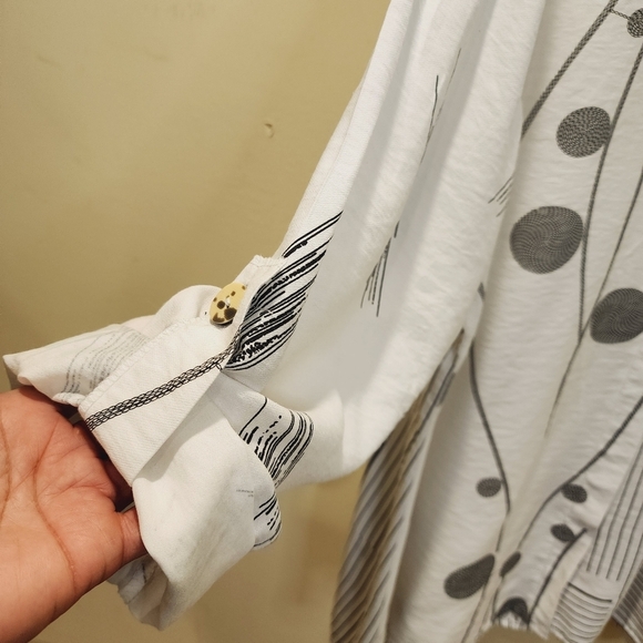 NorthStyle White Button down Roll up Sleeves tunic Shirt Plus Size 1X - Picture 12 of 13